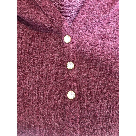 Liz Claiborne Women’s Split Crewneck 3/4 Sleeve Maroon Metallic Fabric XL EUC - Picture 3 of 5